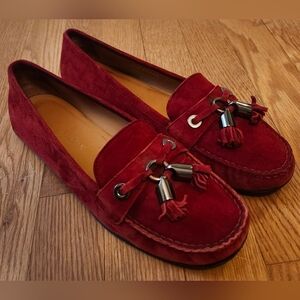 Stuart Weitzman Red Suede Loafers